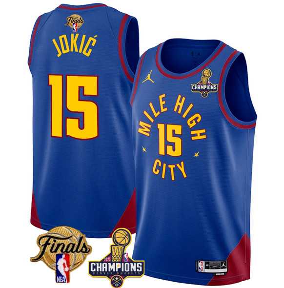 Men's Denver Nuggets #15 Nikola Jokic Blue 2023 Nuggets Champions Patch And Finals Patch Statemenr Edition Stitched Basketball Jersey,We sell and wholesale Men's Denver Nuggets #15 Nikola Jokic Blue 2023 Nuggets Champions Patch And Finals Patch Statemenr Edition Stitched Basketball Jersey on line form chian!